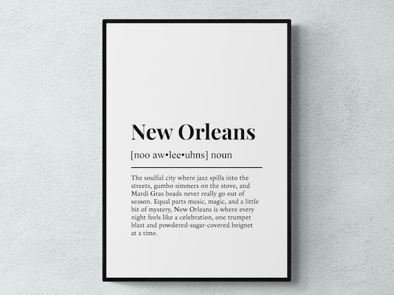 New Orleans Noun Definition Dictionary Typography Style Art Poster