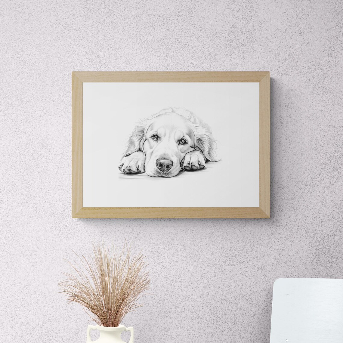 Golden Retriever Vintage Dog Sketch, Farmhouse Art Print - Image 2
