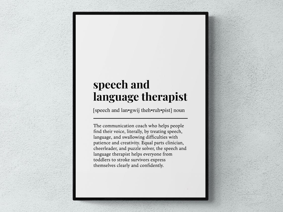 Speech And Language Therapist Funny Definition Job Work Gift Wall Art Print