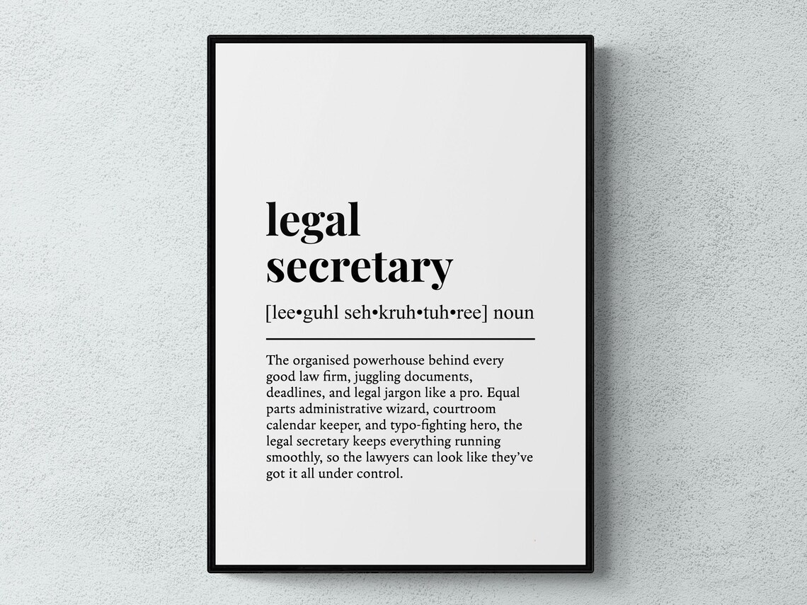 Legal Secretary Funny Definition Job Work Gift Wall Art Print