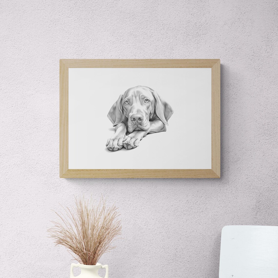 Vizsla Sleek Amber Eyed Dog Sketch Lying Down Vintage Dog Poster - Image 2