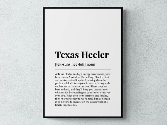 Texas Heeler Funny Definition Dog Wall Art Print