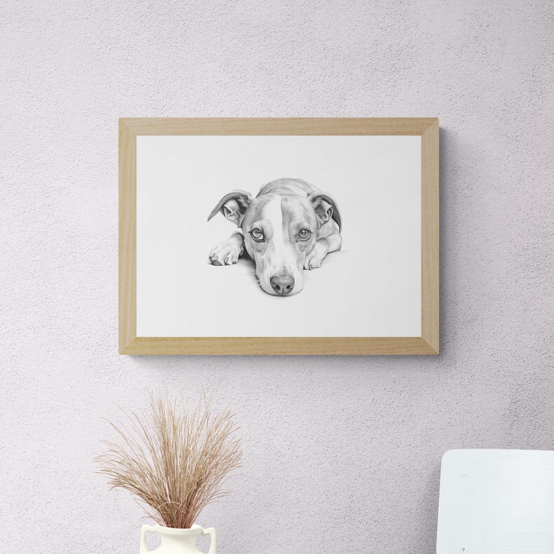 Whippet Lean Elegant Dog Sketch Lying Down Vintage Dog Poster - Image 2