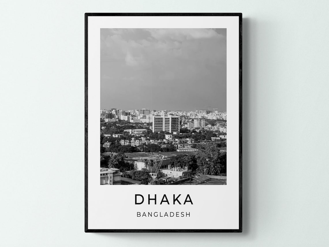 Dhaka Bangladesh City Skyline Aerial View Urban Panorama Travel Poster