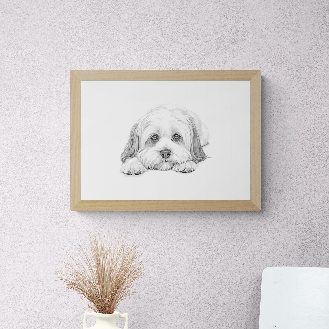 Lhasa Apso Long Silky Hair Sketch Resting Vintage Dog Poster - Image 2
