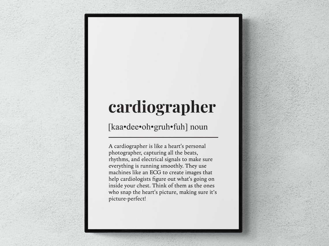 Cardiographer Funny Definition Dictionary Style Minimalist Black Print