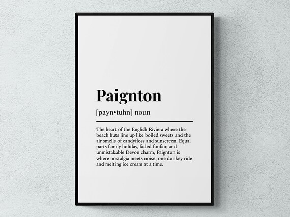 Paignton Funny Definition Devon Gift Wall Art Print