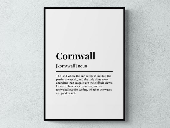 Cornwall Funny Definition Place Gift Wall Art Print
