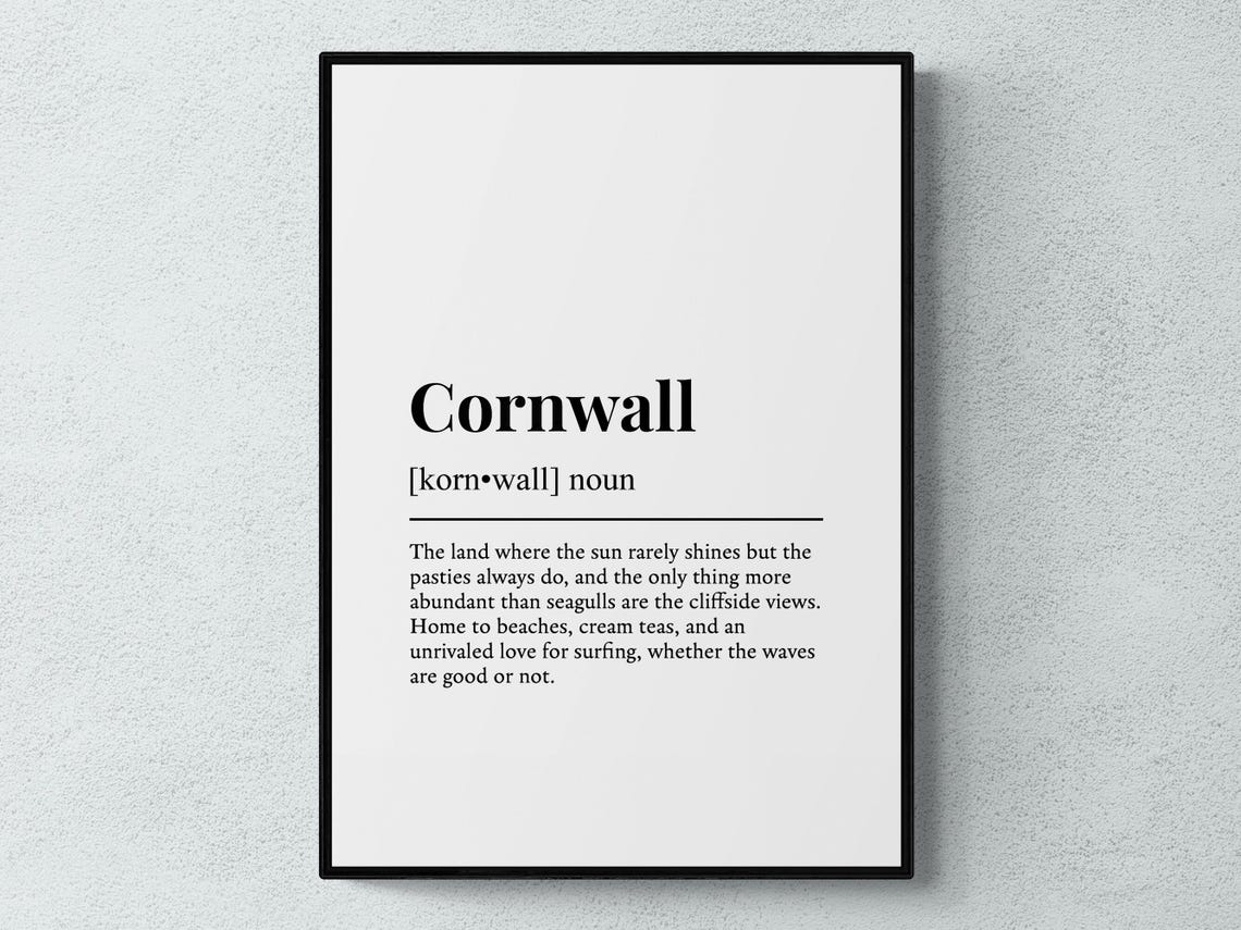 Cornwall Funny Definition Place Gift Wall Art Print