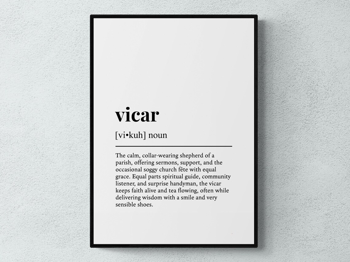 Vicar Funny Definition Job Gift Wall Art Print