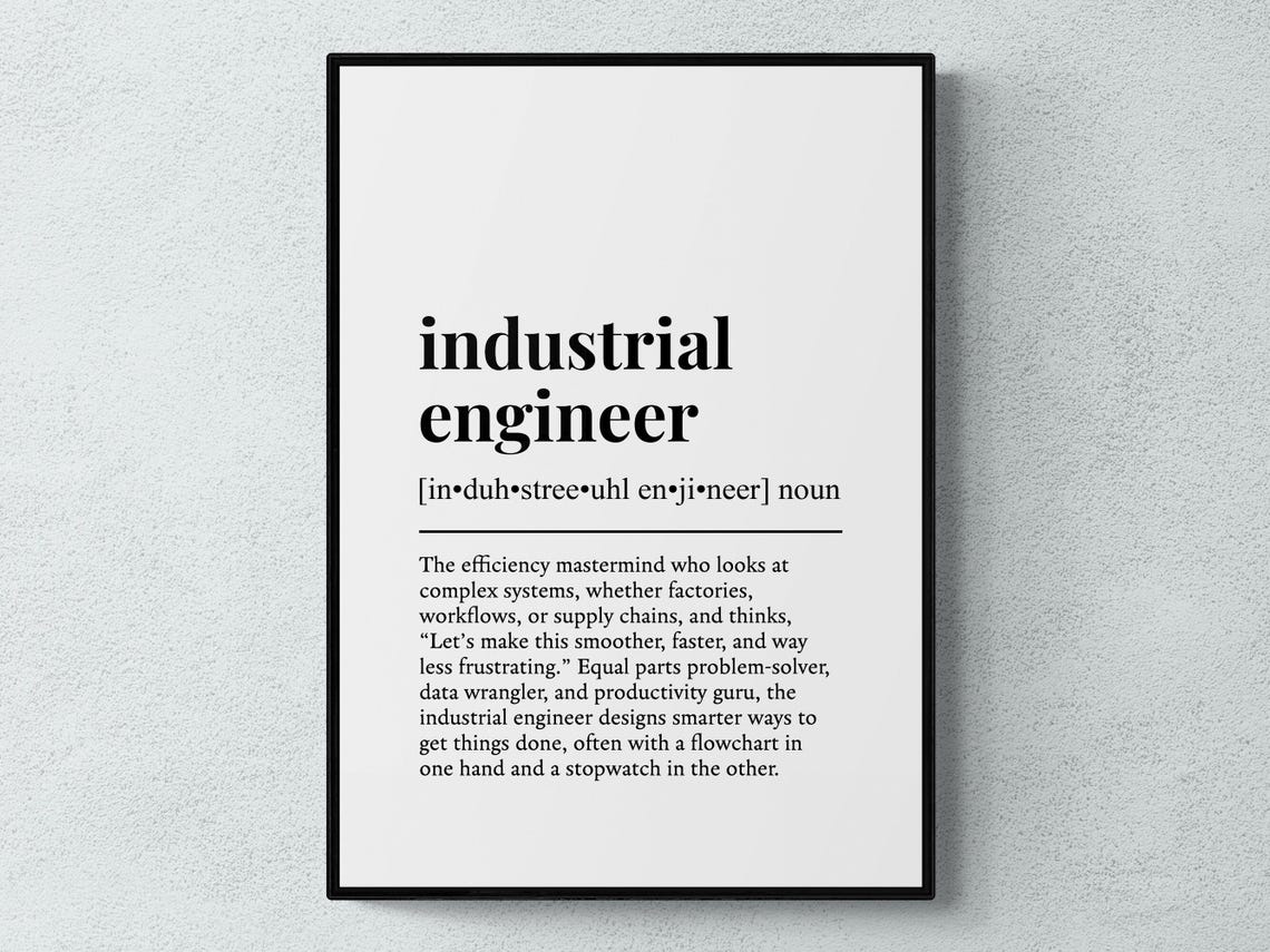 Industrial Engineer Funny Definition Job Work Gift Wall Art Print