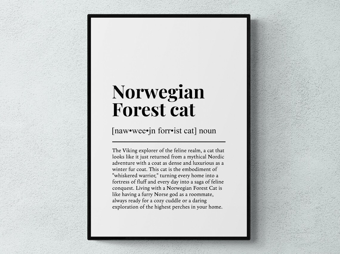 Norwegian Forest Cat Funny Dictionary Definition Minimalist Wall Art Print