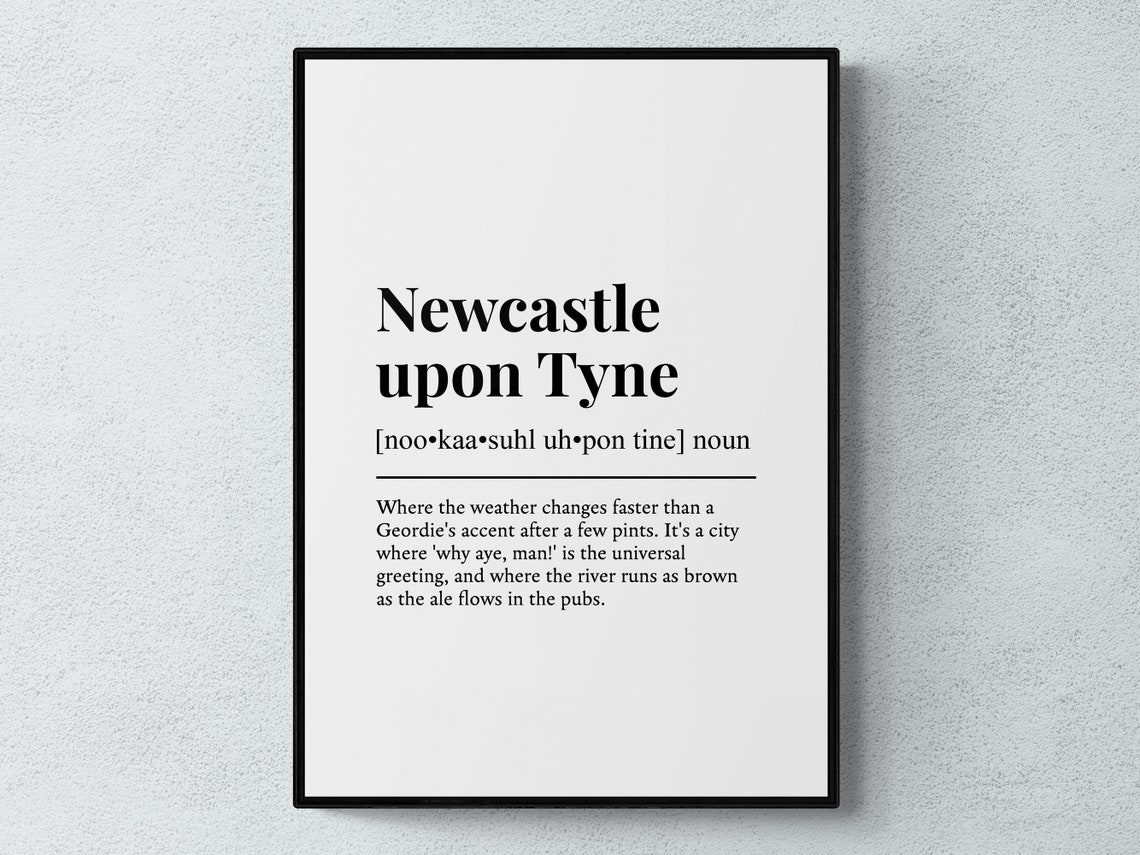 Newcastle Upon Tyne Funny Definition Place Gift Wall Art Print