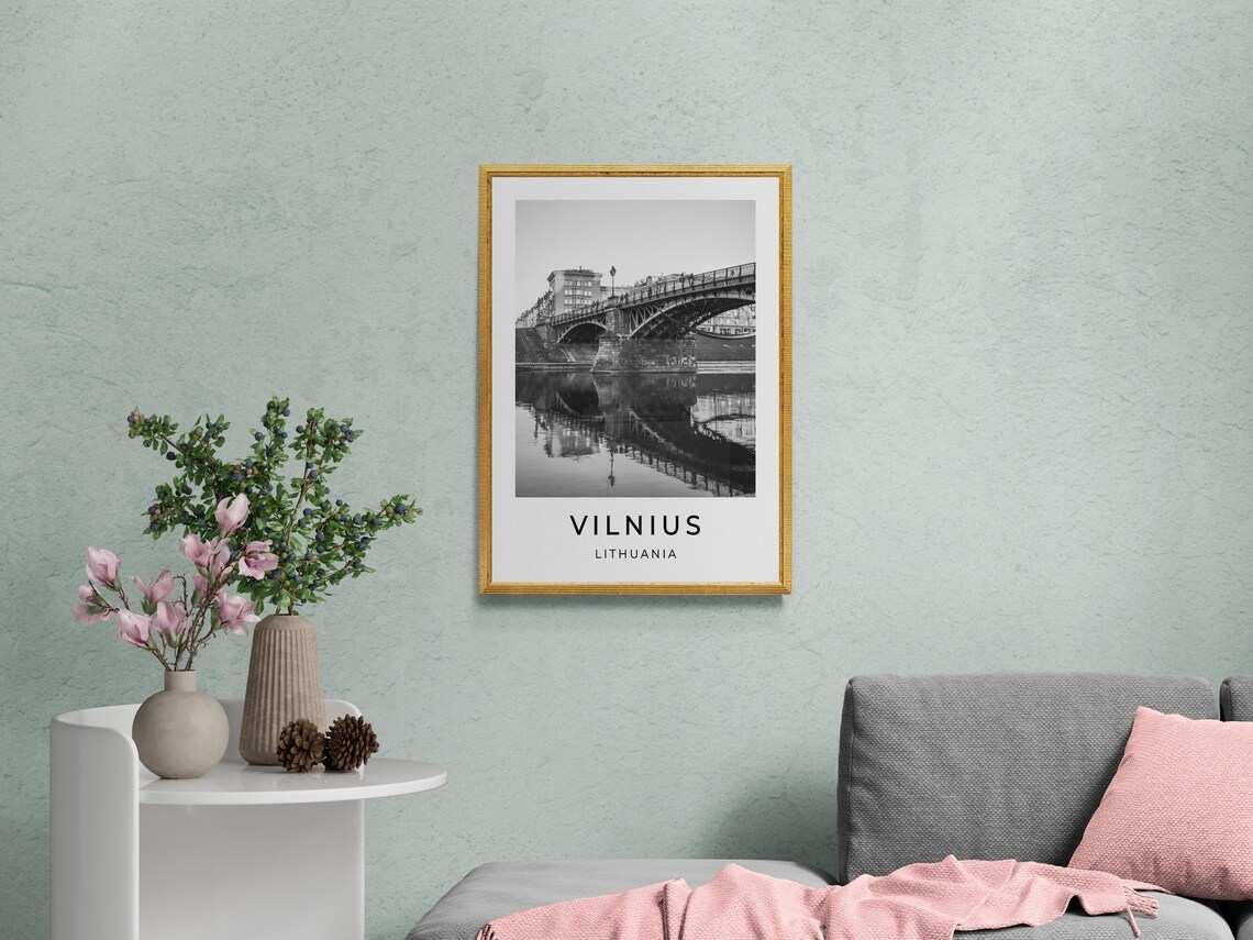 Vilnius Bridge - Black and White Travel Print - Image 2