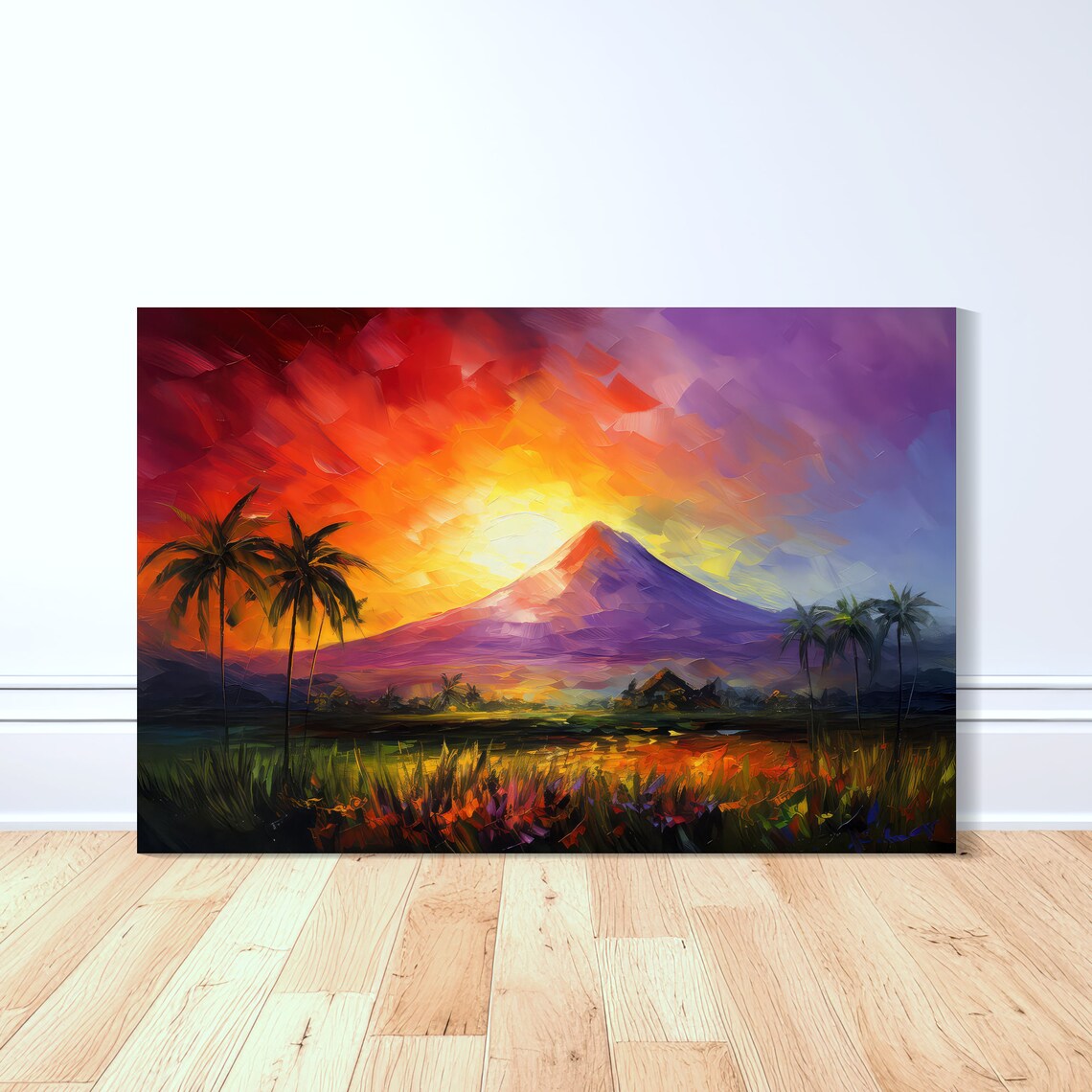 Mount Mayon Sunset Volcano Philippines Oil Painting Art Poster