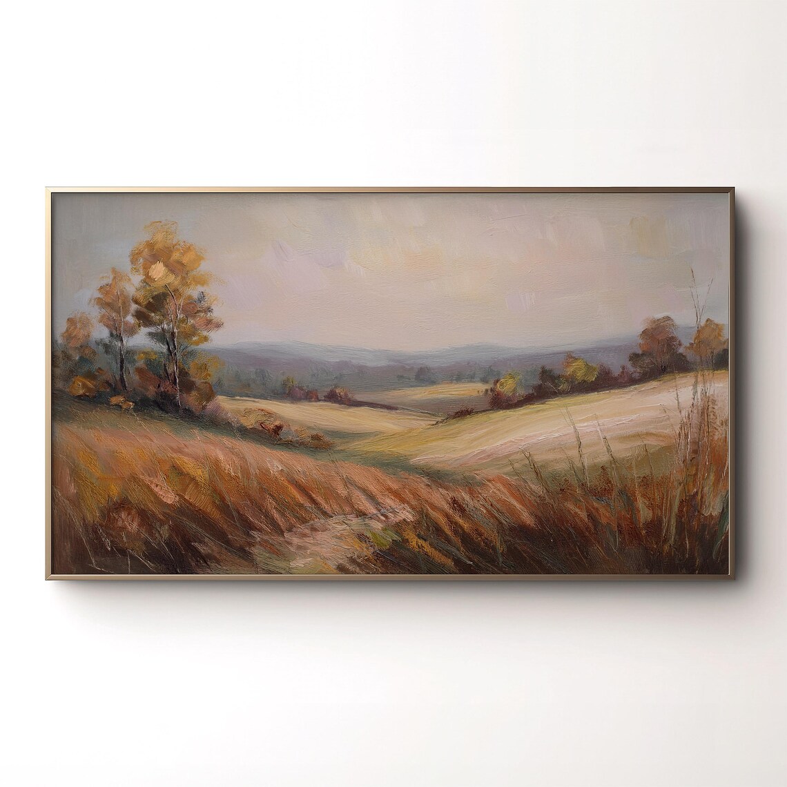 Golden Fields Countryside Painting, Fall Landscape - Image 2