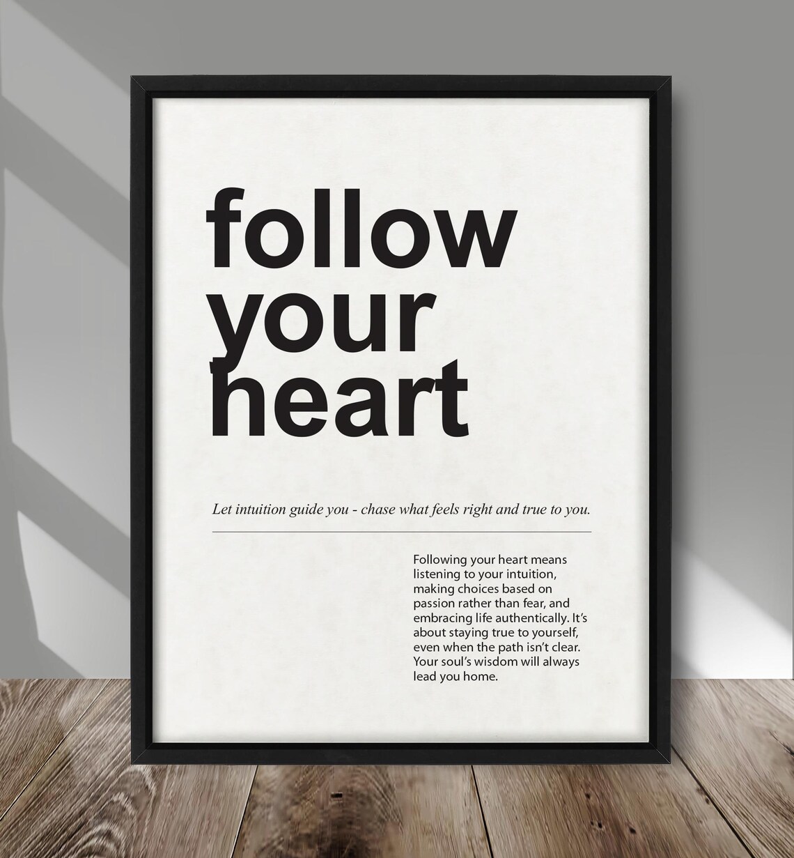 Follow Your Heart Inspirational Quote Minimalist Typography Poster
