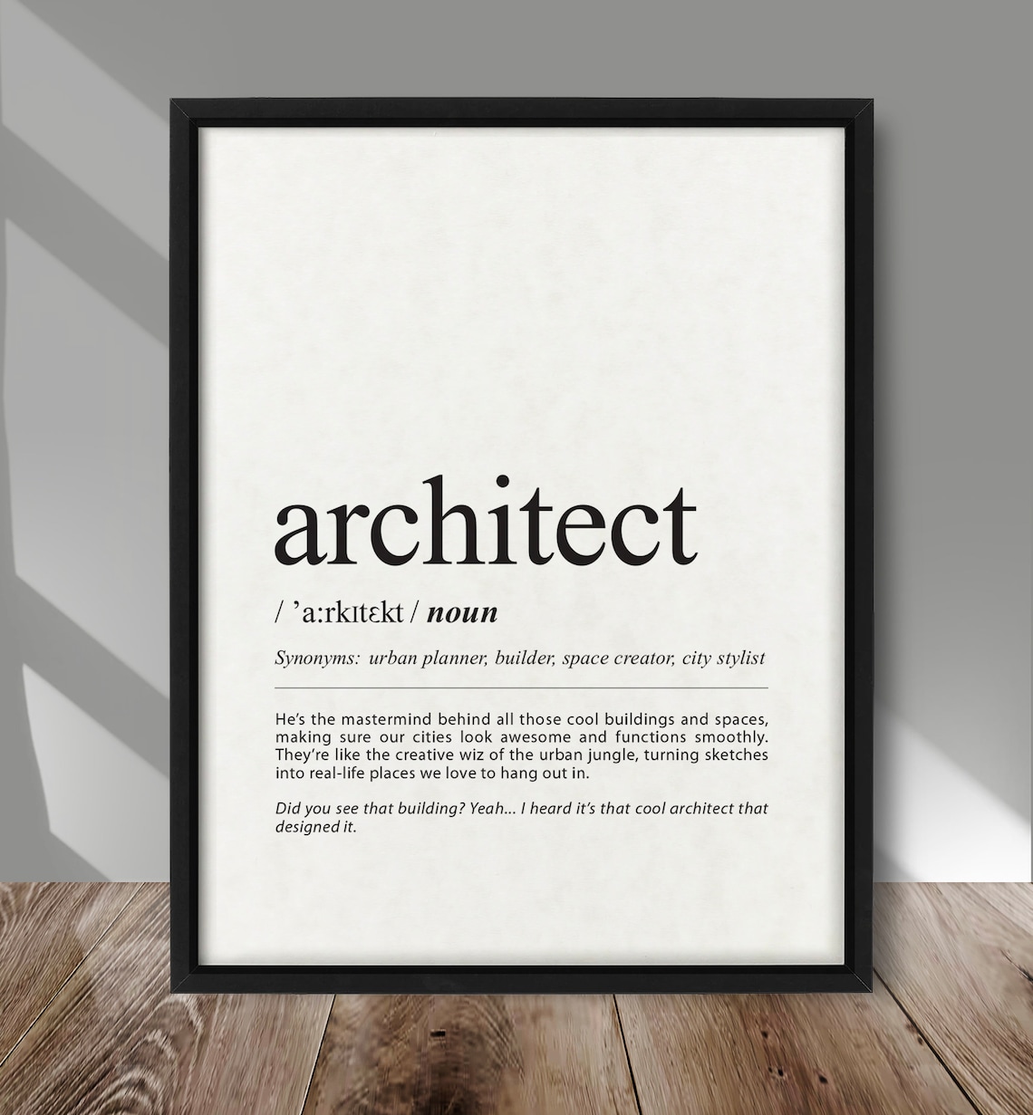 Architect Definition Print, Quirky Urban Vibe