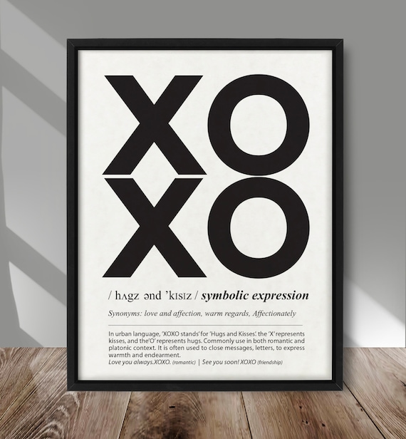 XOXO Hugs and Kisses Minimalist Black Typography Symbol Poster