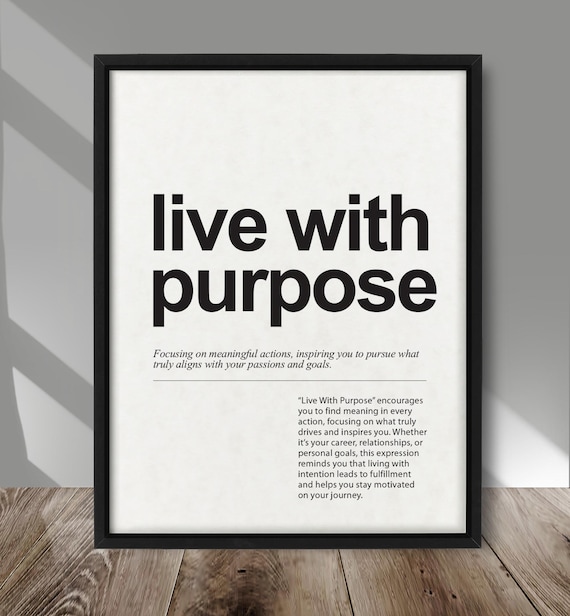 Live With Purpose Quote Print Minimalist Wall Art Motivational Typography Poster Parchment Or Kraft Background Inspirational Home Decor