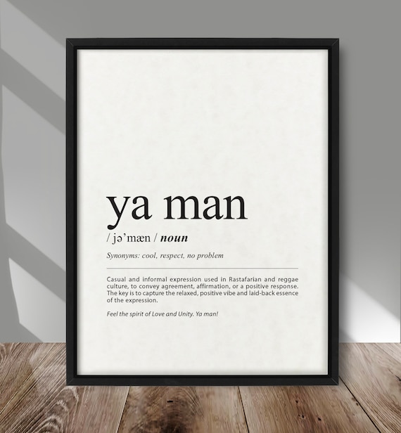 Ya Man Definition Poster Cool Vibe Art Wall Funny