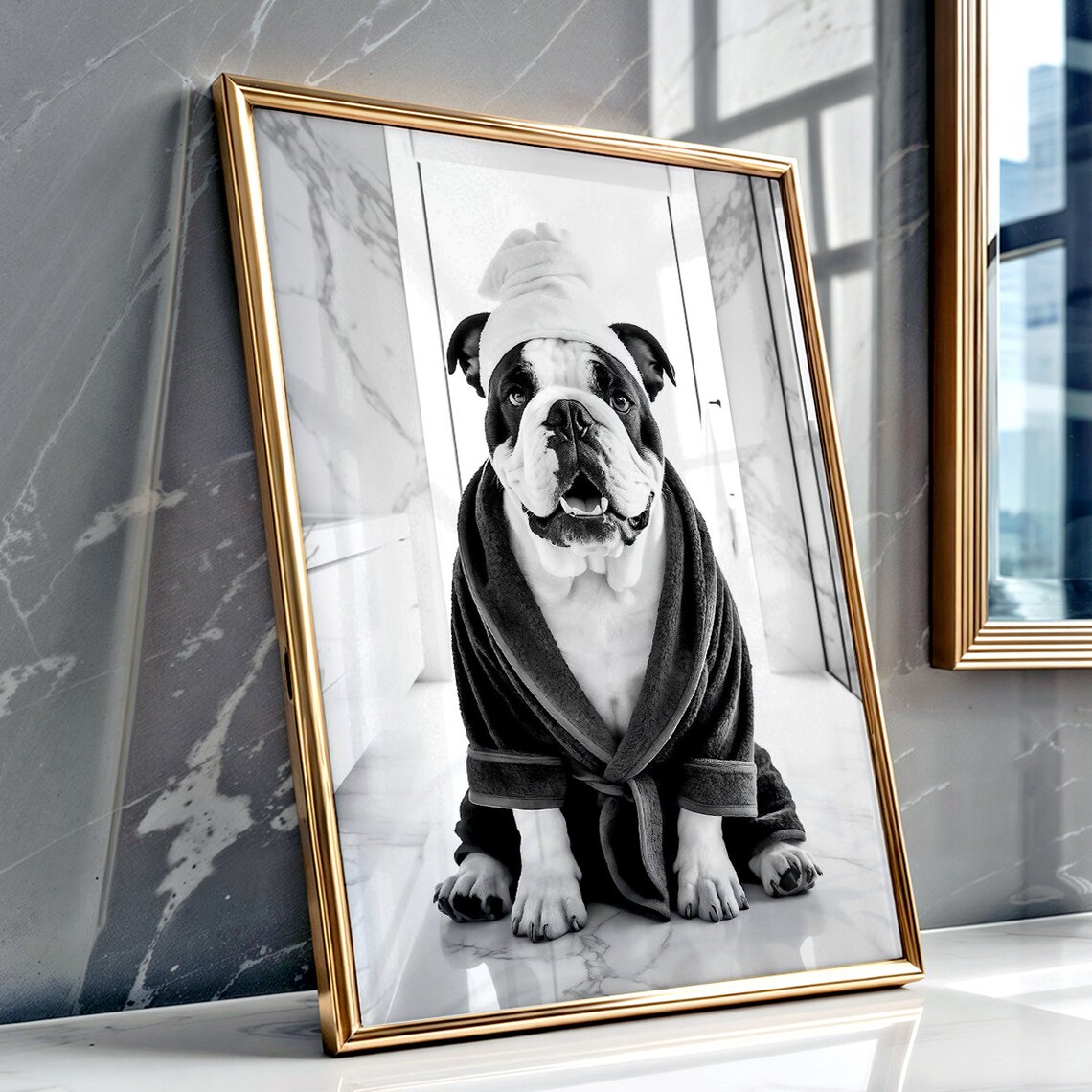 English Bulldog Funny Bathroom Decor Art Print - Image 3