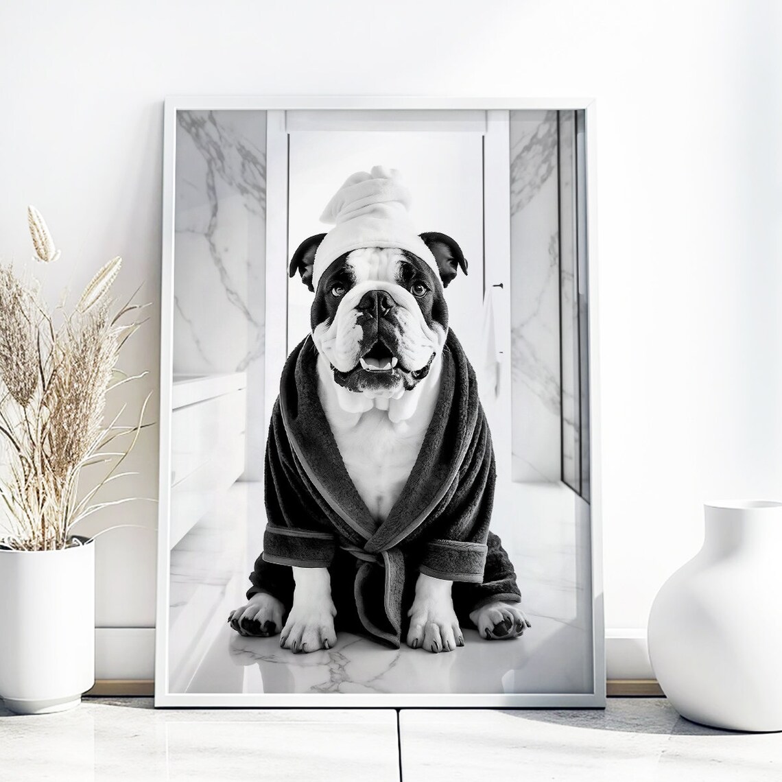 English Bulldog Funny Bathroom Decor Art Print - Image 4