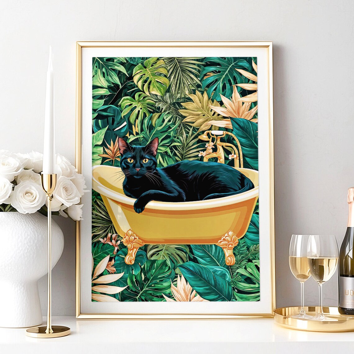 Cat In A Bathtub Funny Bathroom Art Print - Image 4