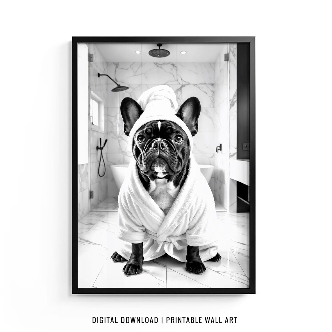 French Bulldog Toilet Print, Funny Bathroom Decor