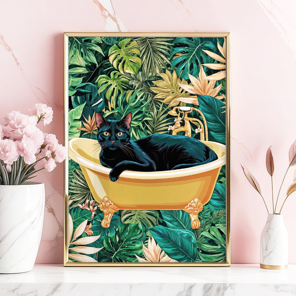 Cat In A Bathtub Funny Bathroom Art Print - Image 3