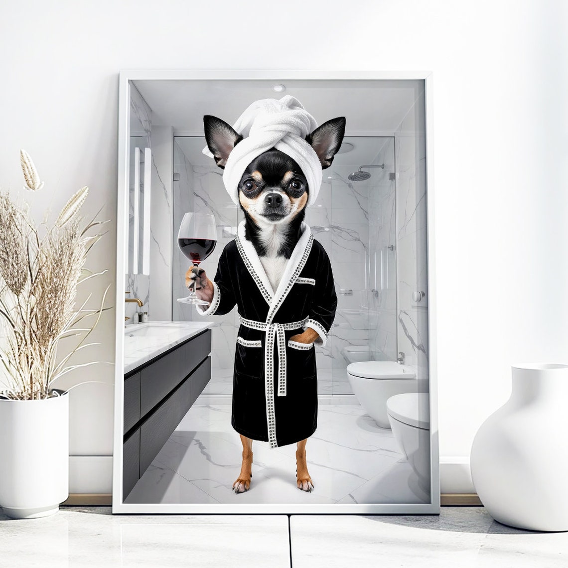 Chihuahua Wall Art Chihuahua Toilet Print Chihuahua Poster Funny Bathroom Decor Chihuahua Print Chihuahua Dog Gift - Image 2