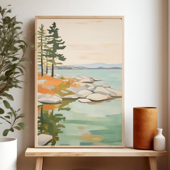 Lake Tahoe Painting Wall Art And Mountains Forest Print Fine Giclee