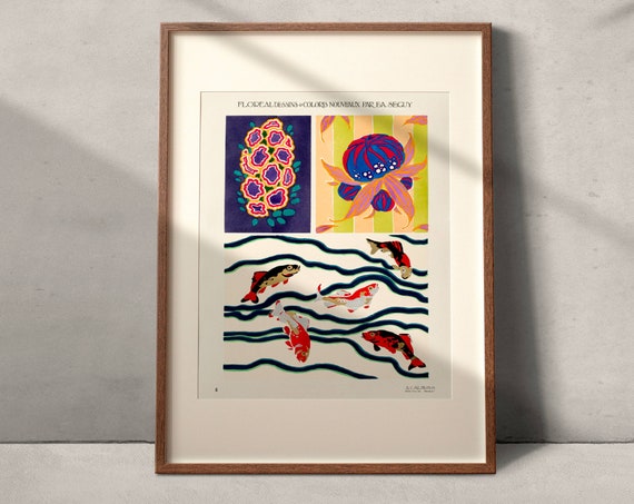 Emile Alain Sguy 1925 Fish Poster, Vintage Art Deco Print