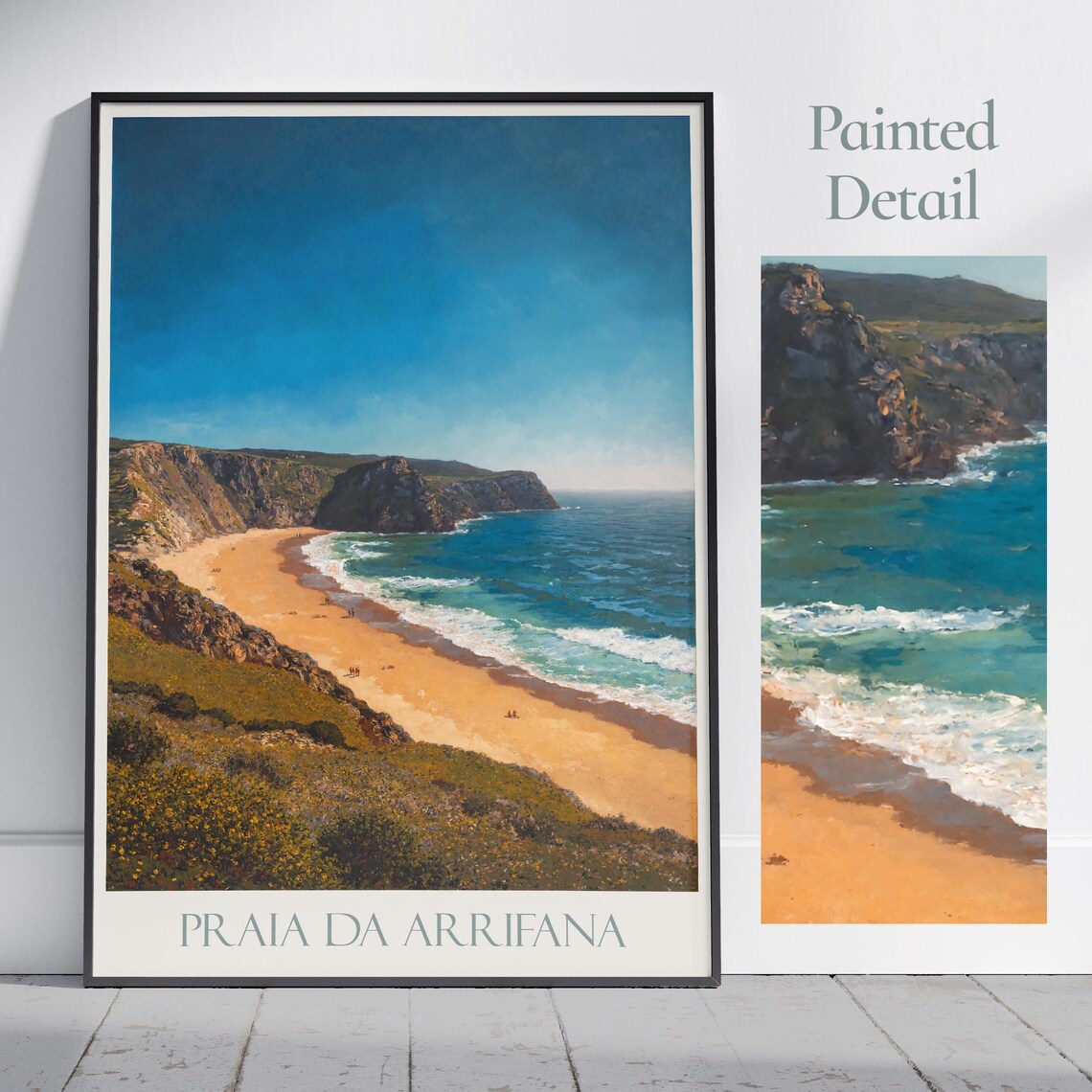 Praia da Arrifana Portugal Beach Painted Detail Travel Poster