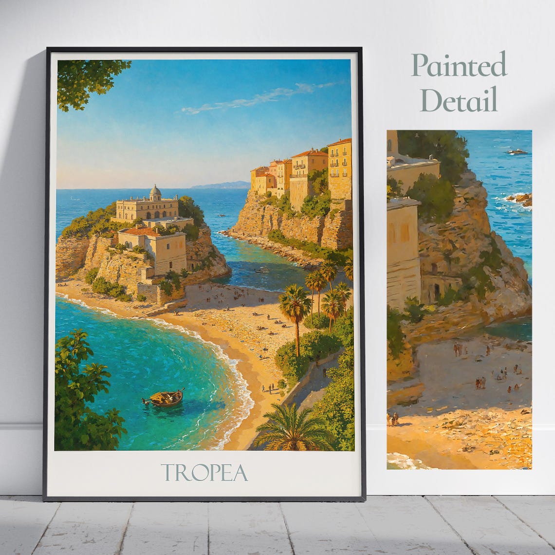 Tropea Calabria Santa Maria dell'Isola Rock Beach Poster Italy
