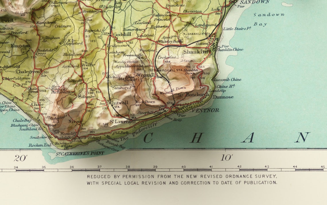 New Forest Isle of Wight Vintage Shaded Relief Map England Poster - Image 3
