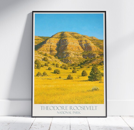 Theodore Roosevelt National Park Badlands Landscape Travel Poster