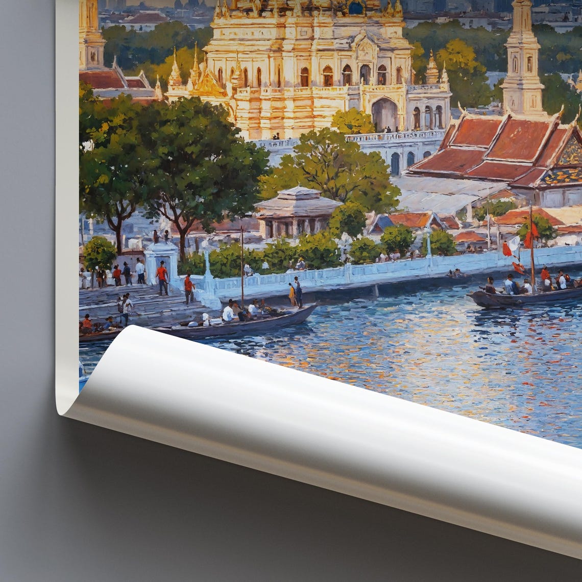 Bangkok Thailand Wat Arun Temple of Dawn Sunset River Scene Poster - Image 3