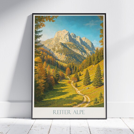 Reiter Alpe Bavarian Alps Autumn Forest Mountain Trail Travel Poster