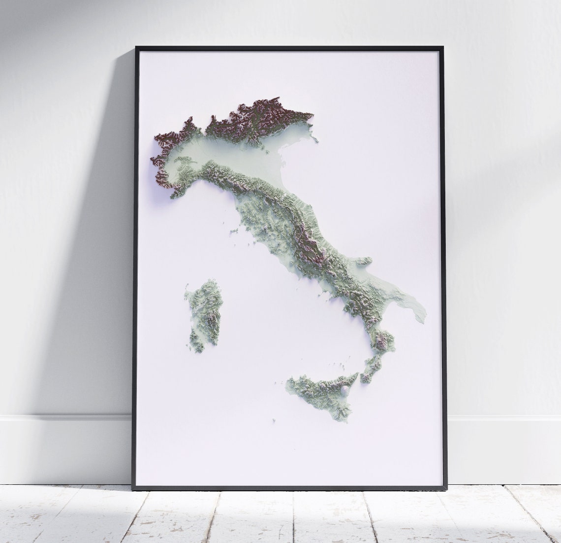 Italy Minimalist Topographic Relief Map Soft Pastel Art Poster