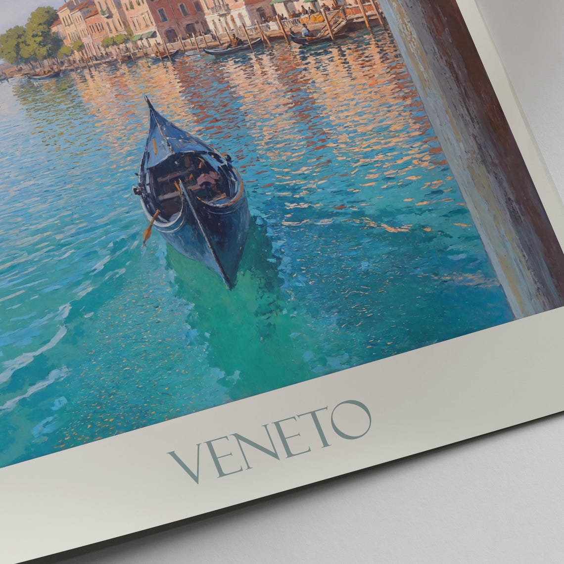 Veneto Italy Grand Canal Gondola Through Gothic Arch Painted Poster - Image 4