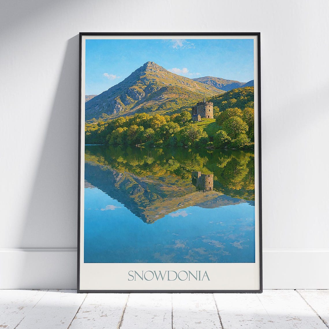 Snowdonia Dolbadarn Castle Eryri Wales Lake Mirror Scenery Poster