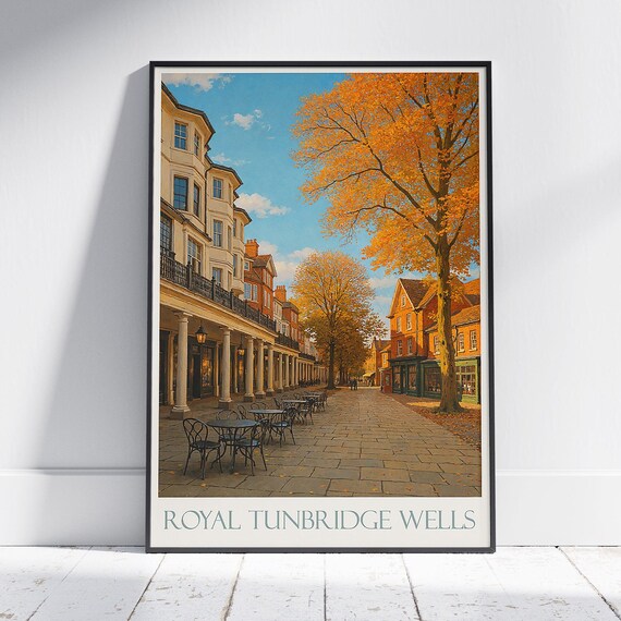 Royal Tunbridge Wells Travel Poster Autumn Colonnade England Artwork