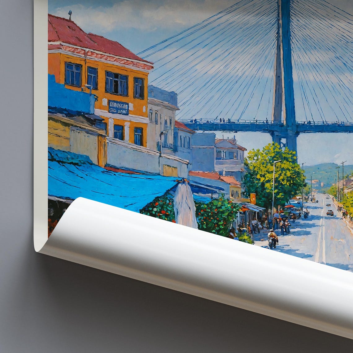 Can Tho Vietnam Cable Stayed Bridge Street Market Travel Poster - Image 4