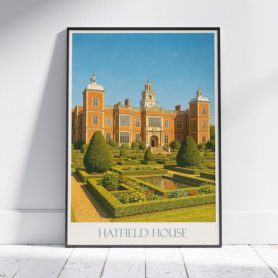 Hatfield House Red Brick Stately Home Parterre Gardens Poster