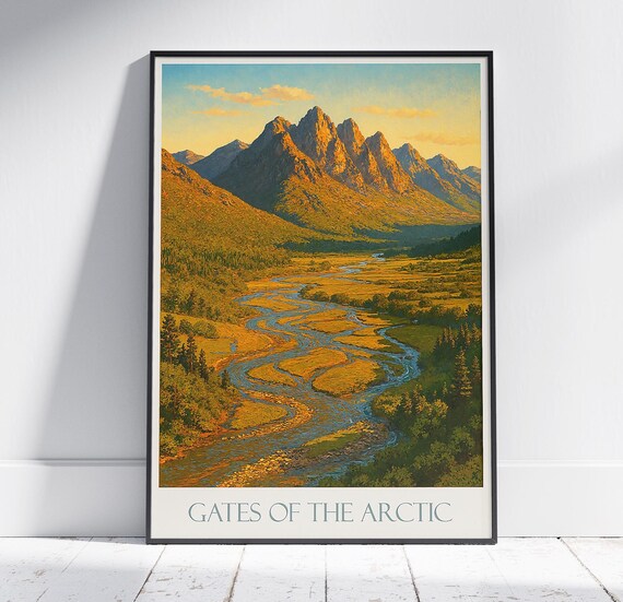 Gates of the Arctic Alaska Braided River Golden Valley Sunset Poster