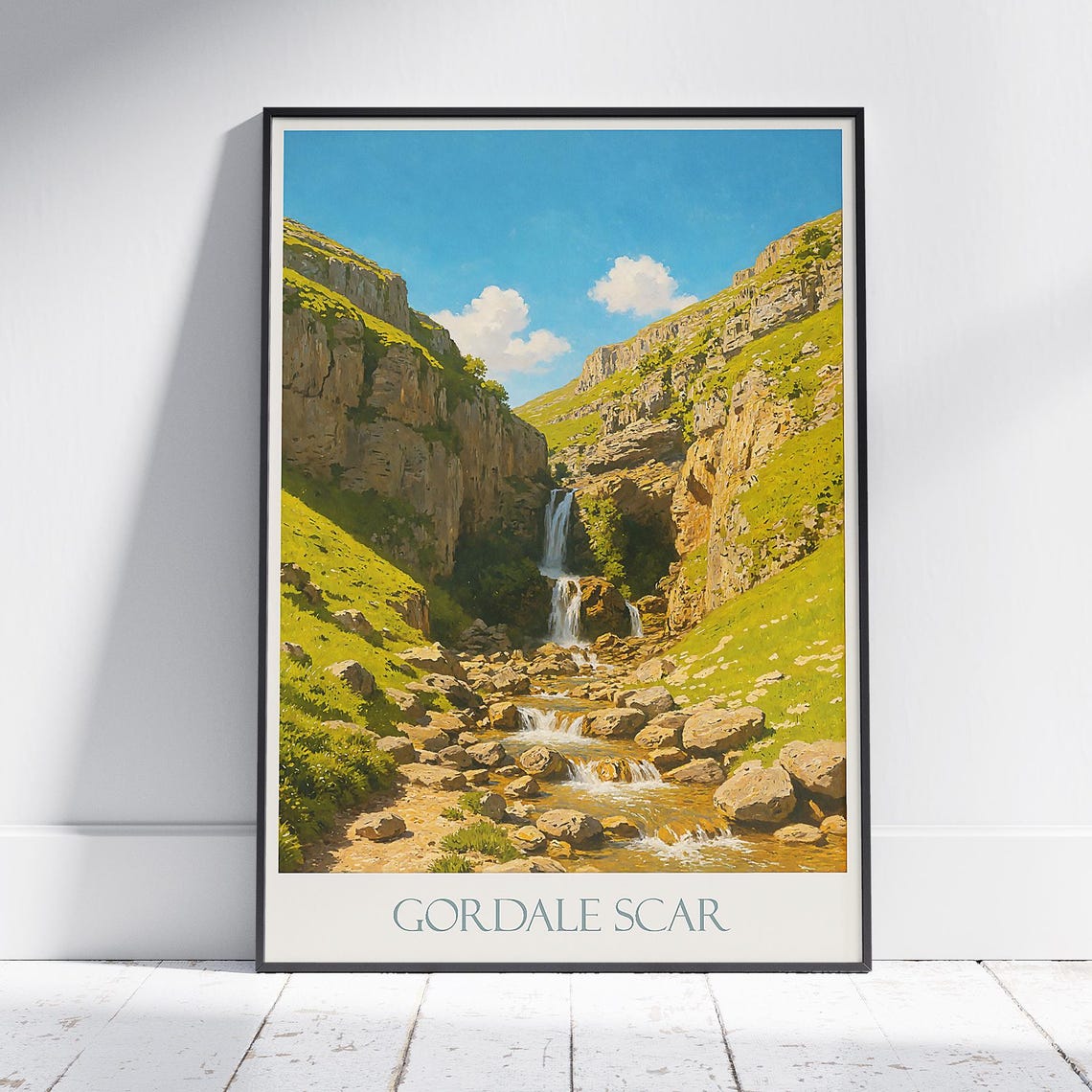 Gordale Scar Yorkshire Limestone Gorge Waterfall Landscape Poster