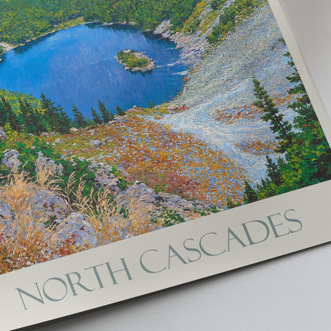 North Cascades Alpine Lake Rugged Peaks Washington Travel Poster - Image 3