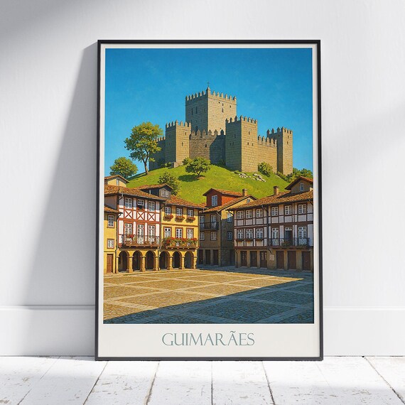 Guimaraes Castle Portugal Historic Square Vintage Travel Poster