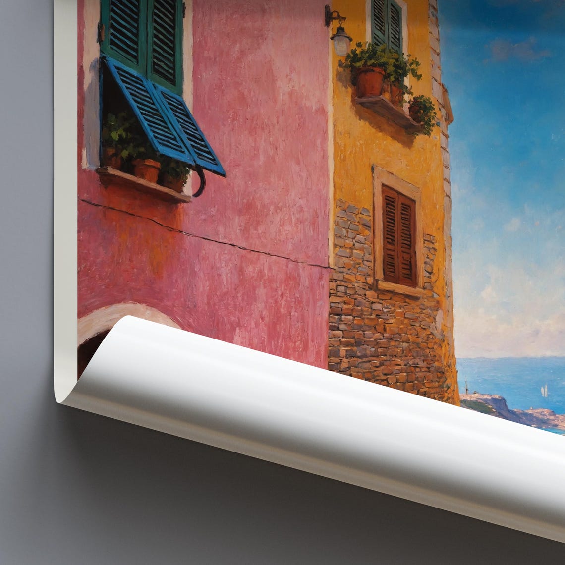 Cinque Terre Colorful Old Street Sea View Italy Travel Poster - Image 3